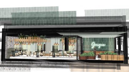 Collage render of the interior of a cafe