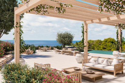 Render of the landscaped outdoor living areas