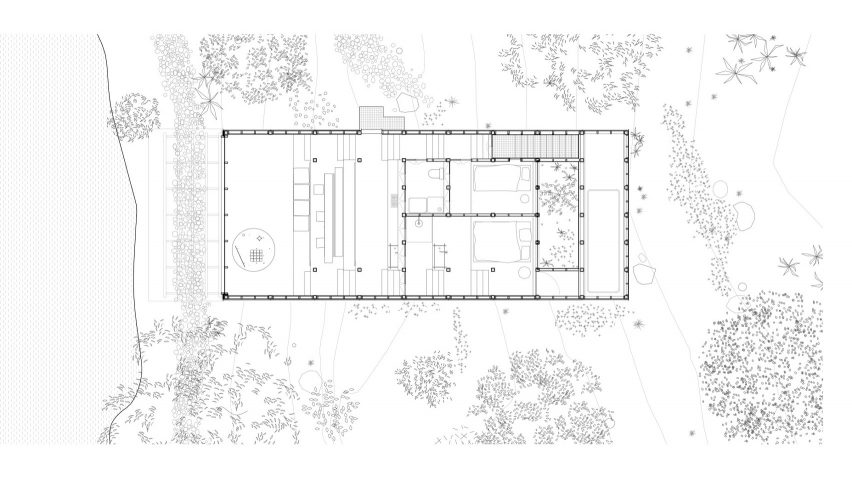 Plan of Marramarra Shack by Leopold Banchini Architects