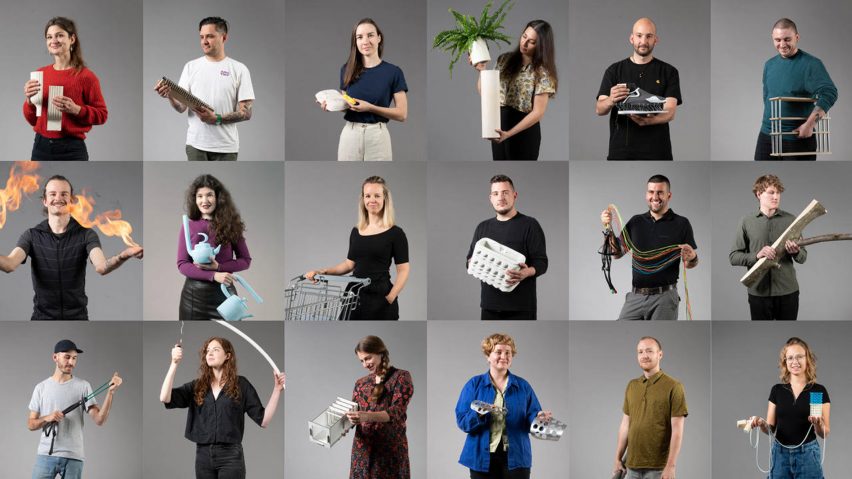 Lucerne University students with their design projects