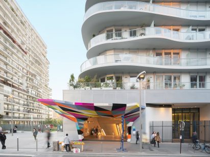 Colourful Metro entrance in Paris