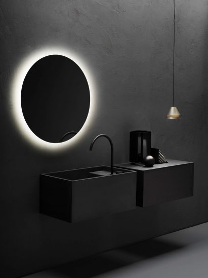 Two Minimum wall-mounted sink cabinets in black