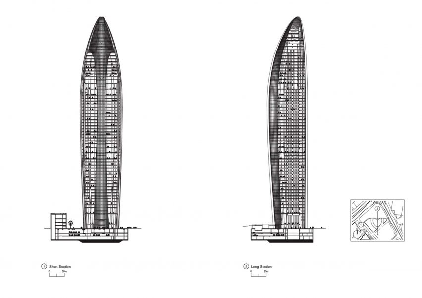National Bank of Kuwait Headquarters supertall skyscraper by Foster + Partners plans