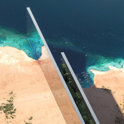 Mirrored skyscraper The Line in Saudi Arabia