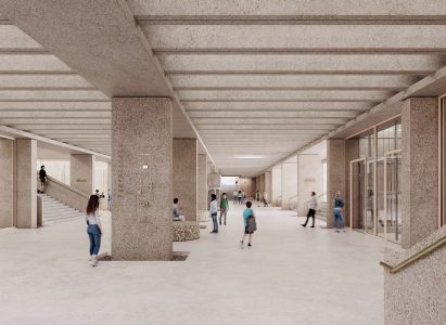 Interior of underground visitor centre by Bureau Bas Smets