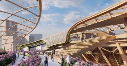 External rendering of rooftop walkway
