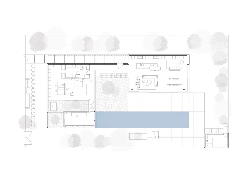 Ground floor plan of K House by Pitsou Kedem