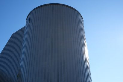 Steel tank making up the Polar Night Energy sand battery in Finland