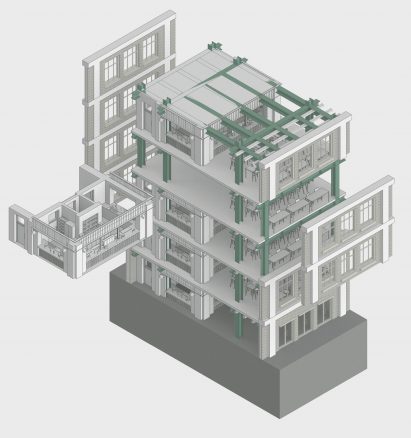 Sectional axo 3d model by student at Ravensbourne University London