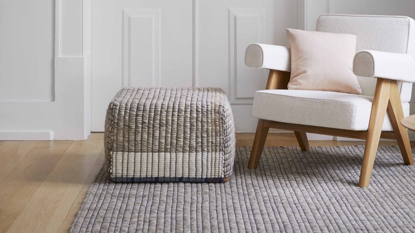 Reversible collection by Charlotte Lancelot for Gan with ottoman and cream chair