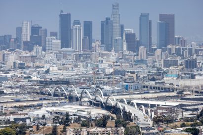 Ribbon of Light with LA skyline in background