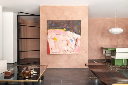 Terracotta plaster in living area