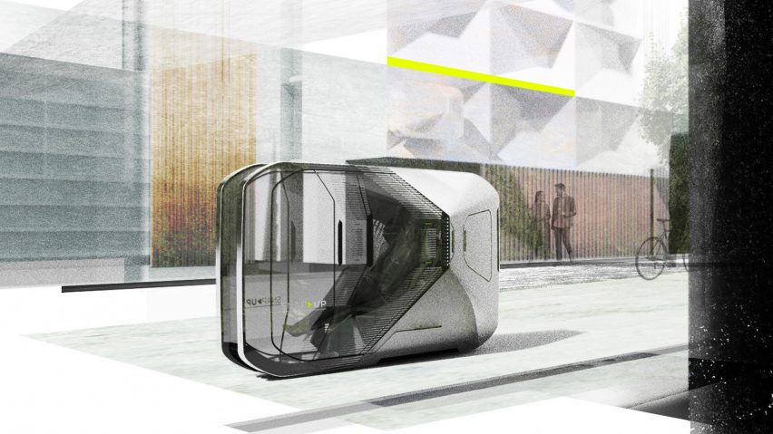 Snap Up single-seater car moving through the street illustration