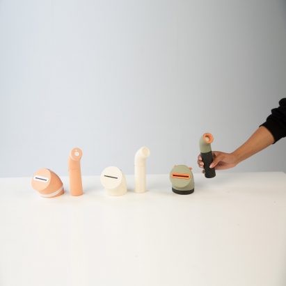 Three different colours of a food freshness detector by Harriet Almond