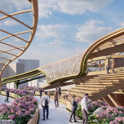External rendering of rooftop walkway