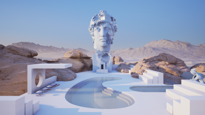 A house inside a Greek statue by Daniel Arsham
