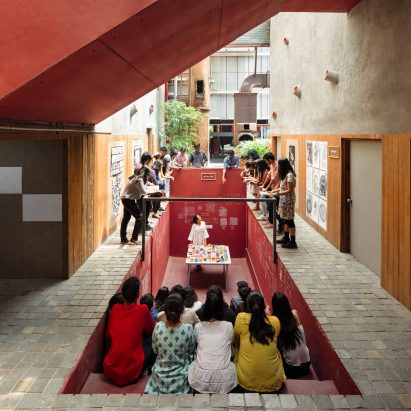 The Design Village students gathered outside