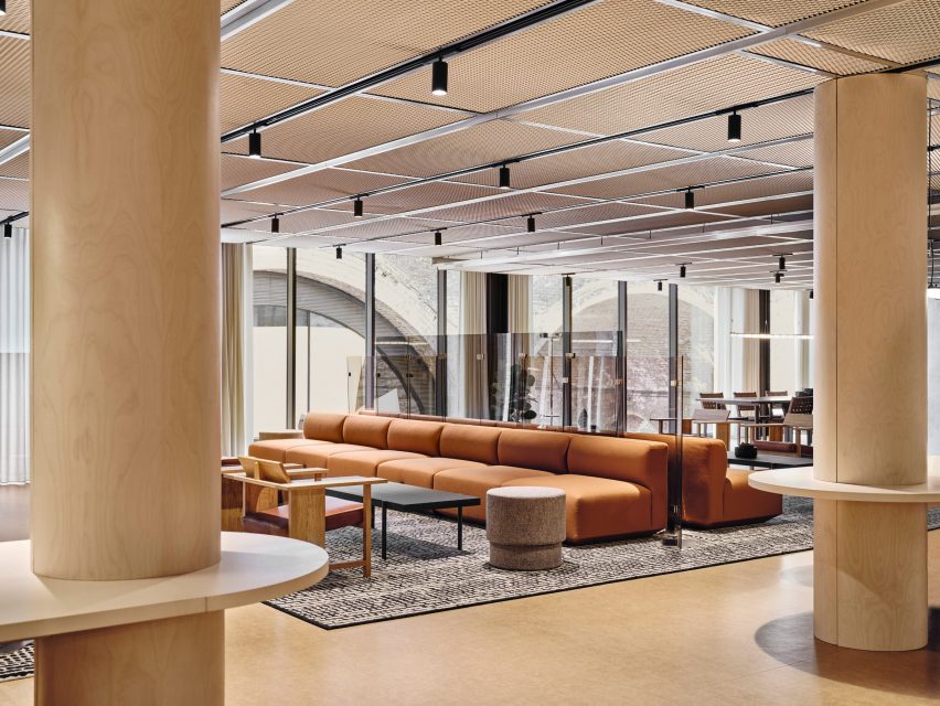Leather sofa in TOG at Borough Yards by Studio David Thulstrup