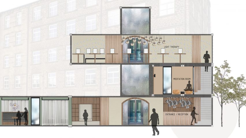 Rendered section drawing by Emma Hardaker of the University of Huddersfield