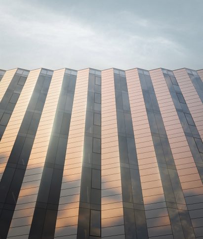Render of a solar facade system