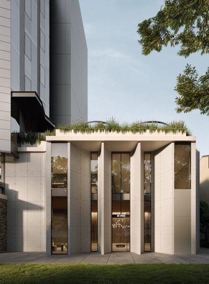 Render of the 550 Spencer entrance