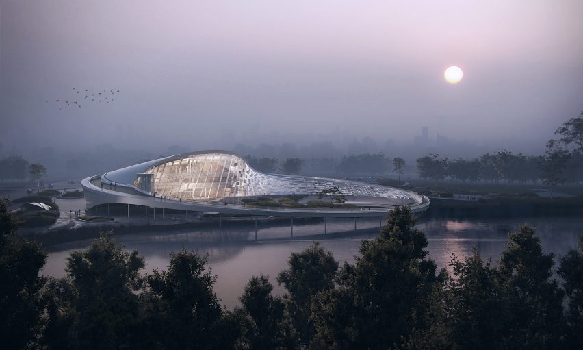 Tianfu Chinese Medicine Museum exterior facing the river
