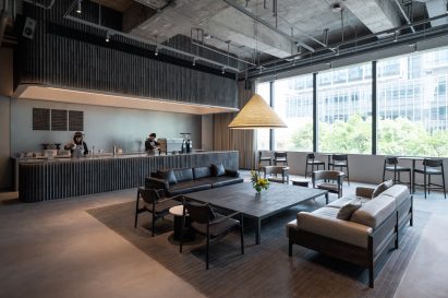 The lounge area at Blue Bottle Coffee Shanghai