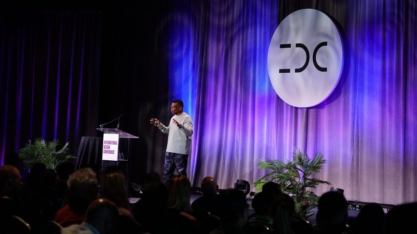 A photograph of a speaker at the International Design Conference 2022