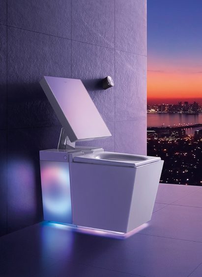 A photograph of Kohler's white toilet