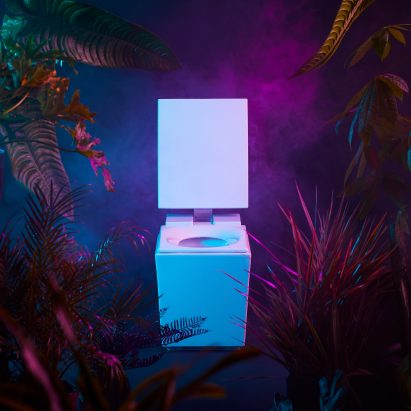 A photograph of Kohler's white toilet