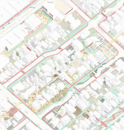 a bird's eye view of a urban landscape 