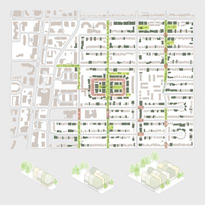 A bird's eye view of a urban landscape