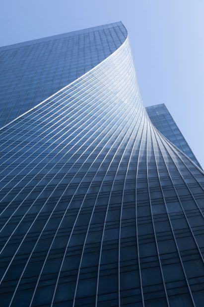 Glass facade on China skyscraper