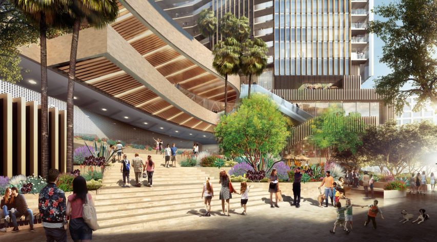 Render of planned Angels Landing skyscraper in Los Angeles by Handel Architects