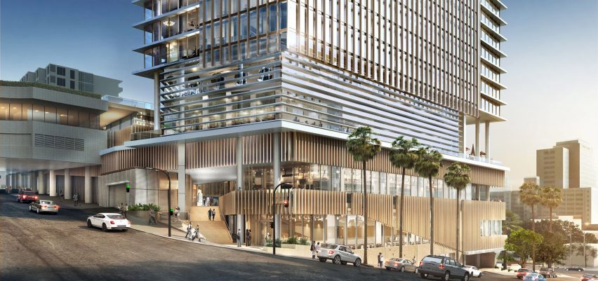Render of planned Angels Landing skyscraper in Los Angeles by Handel Architects