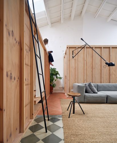 Pinewood sleeping pods in creative retreat designed by Anna Truyol and Emma Martí