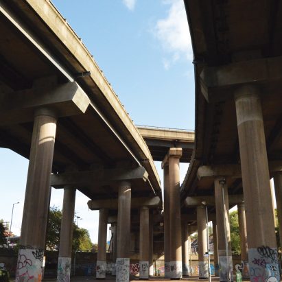The underside of Spaghetti Junction in Birmingham