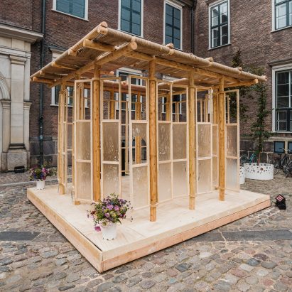Softspace Digital surrounds Chart Art Fair pavilion with bioplastic revolving doors