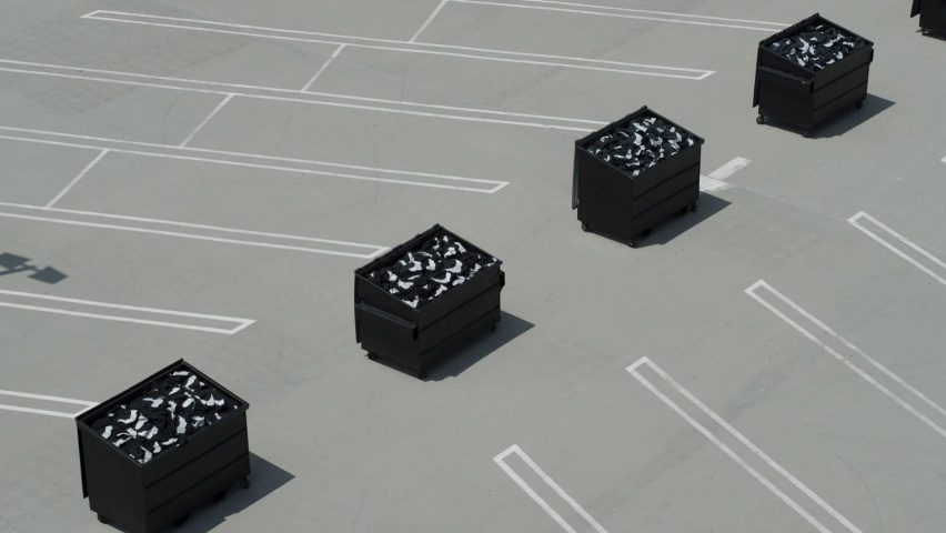 Kanye West's Yeezy Gap collection launched in bins at Herzog & de Meuron Miami car park