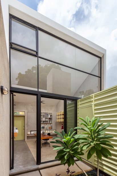 Artist courtyard with shipping container