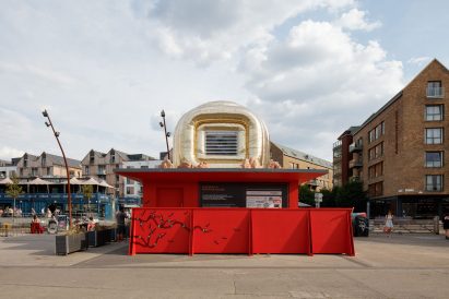 Gold inflatable building in Bristol