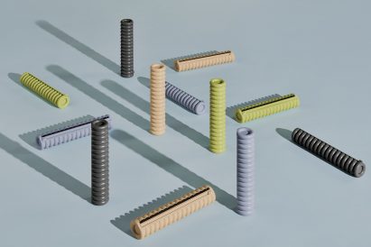 Several colourful cling film dispensers