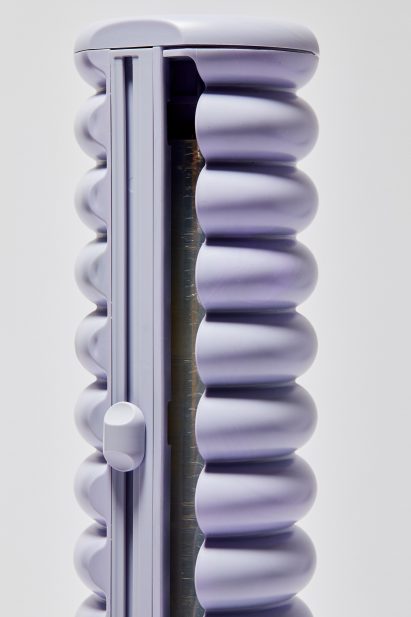 Close-up of purple recycled plastic cling film packaging