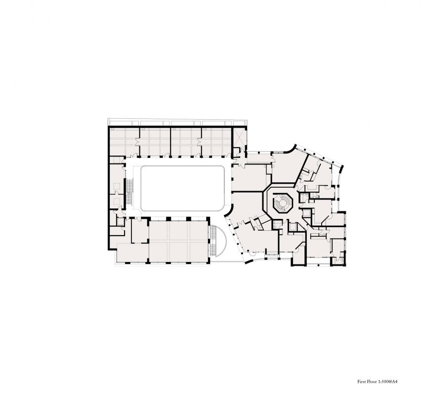 First floor plan of Hackney New Primary School and 333 Kingsland Road by Henley Halebrown