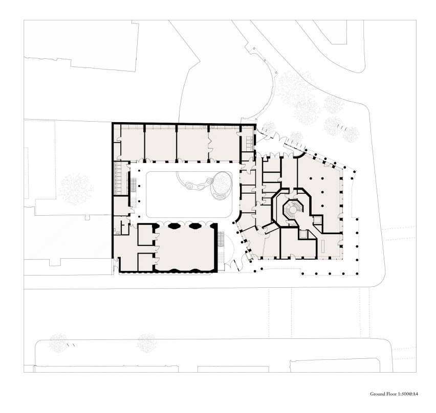 Ground floor plan of Hackney New Primary School and 333 Kingsland Road by Henley Halebrown