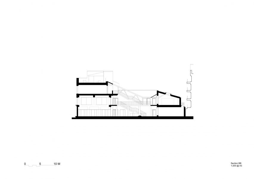 Section of Hackney New Primary School and 333 Kingsland Road by Henley Halebrown