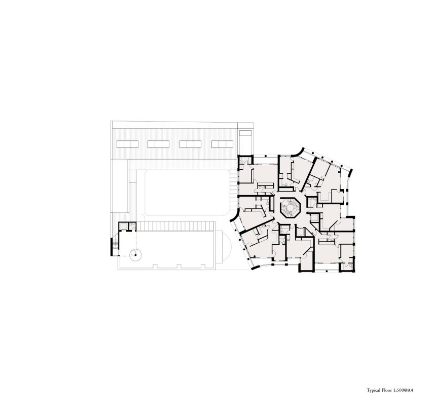 Typical floor plan of Hackney New Primary School and 333 Kingsland Road by Henley Halebrown