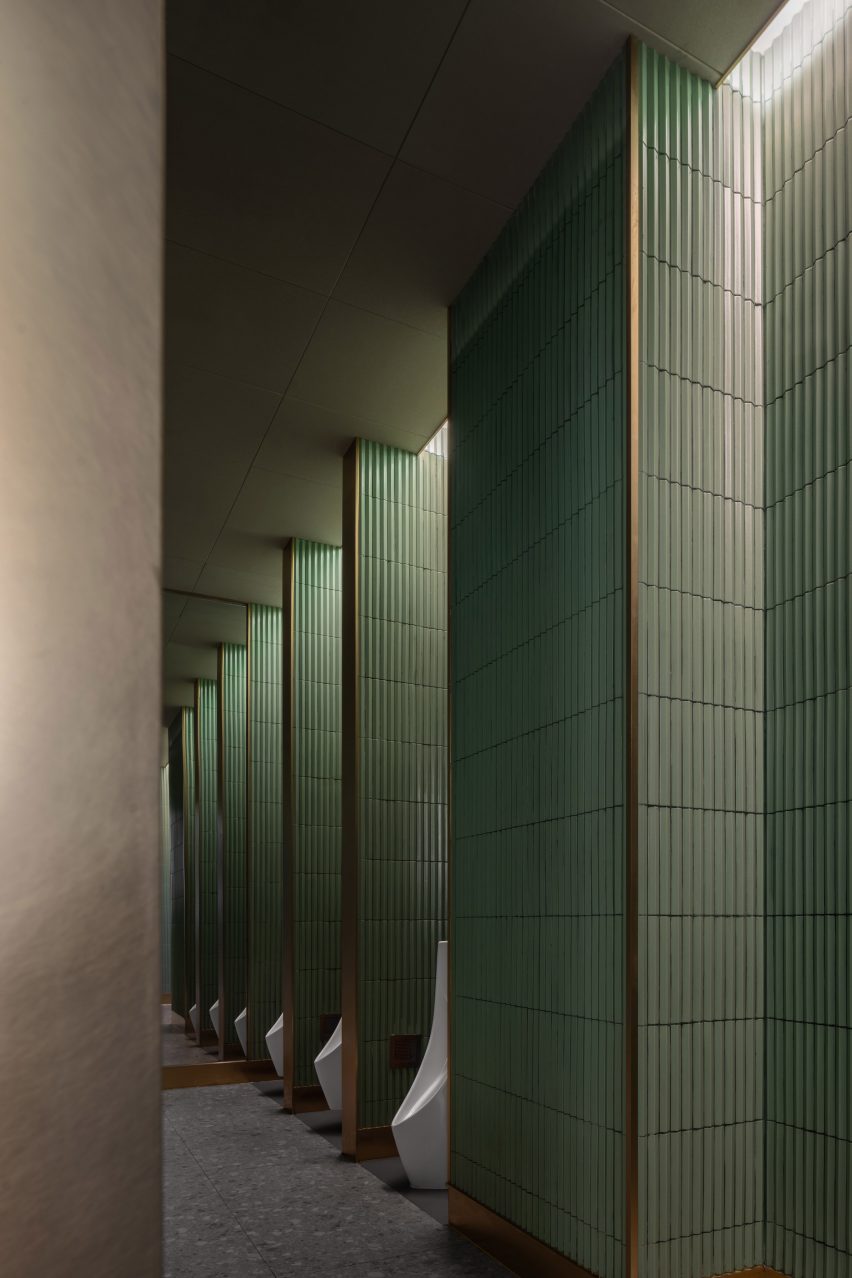 Shenzhen's Haidilao restaurant by Vermilion Zhou Design Group features blue-green interiors