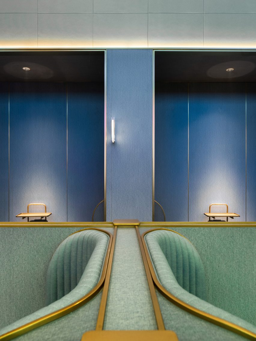 Shenzhen's Haidilao restaurant by Vermilion Zhou Design Group features blue-green interiors
