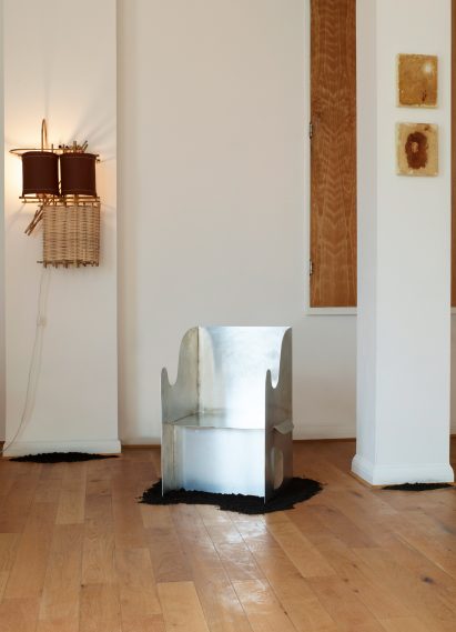 A sculptural chair made from aluminium